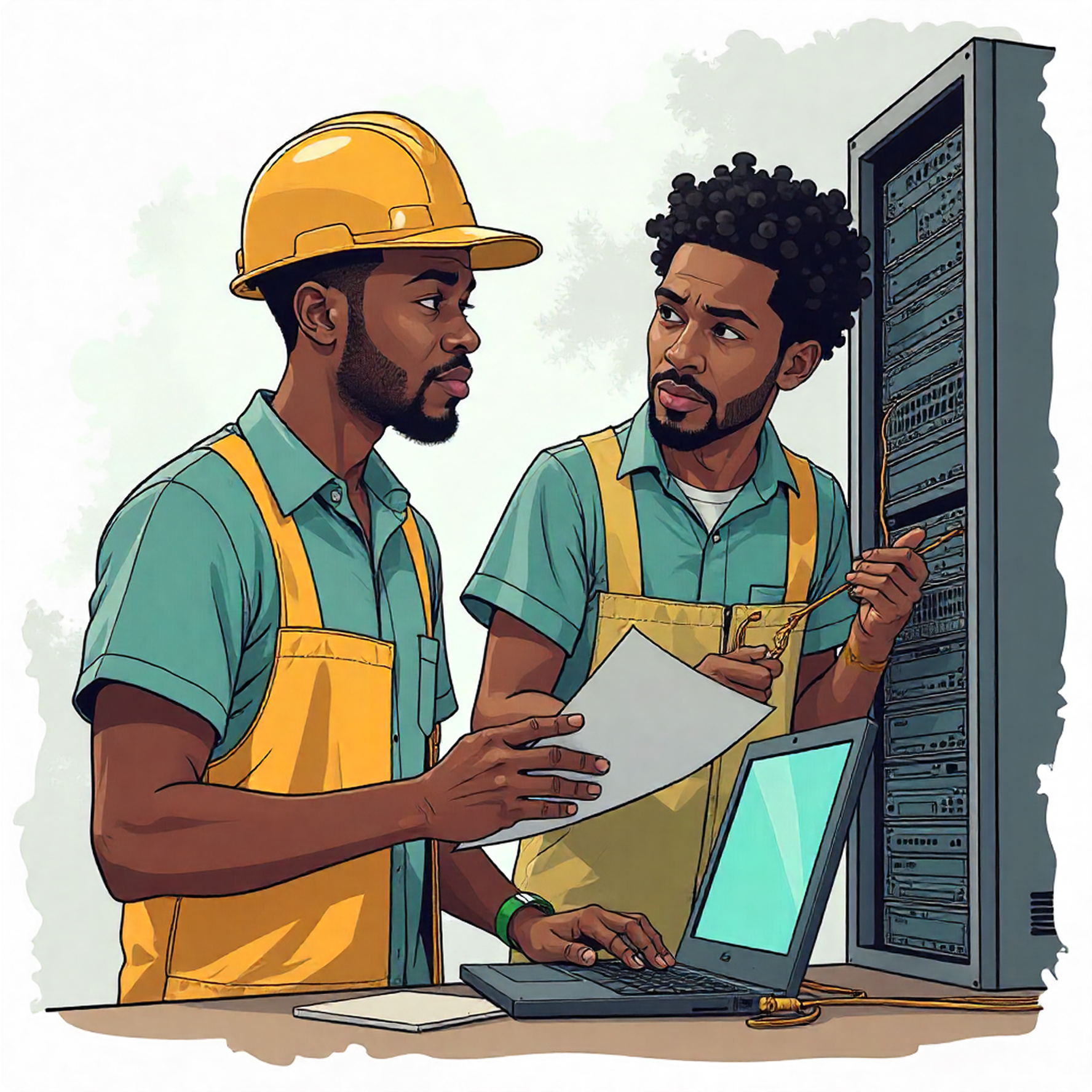 Techniciens réseau en maintenance